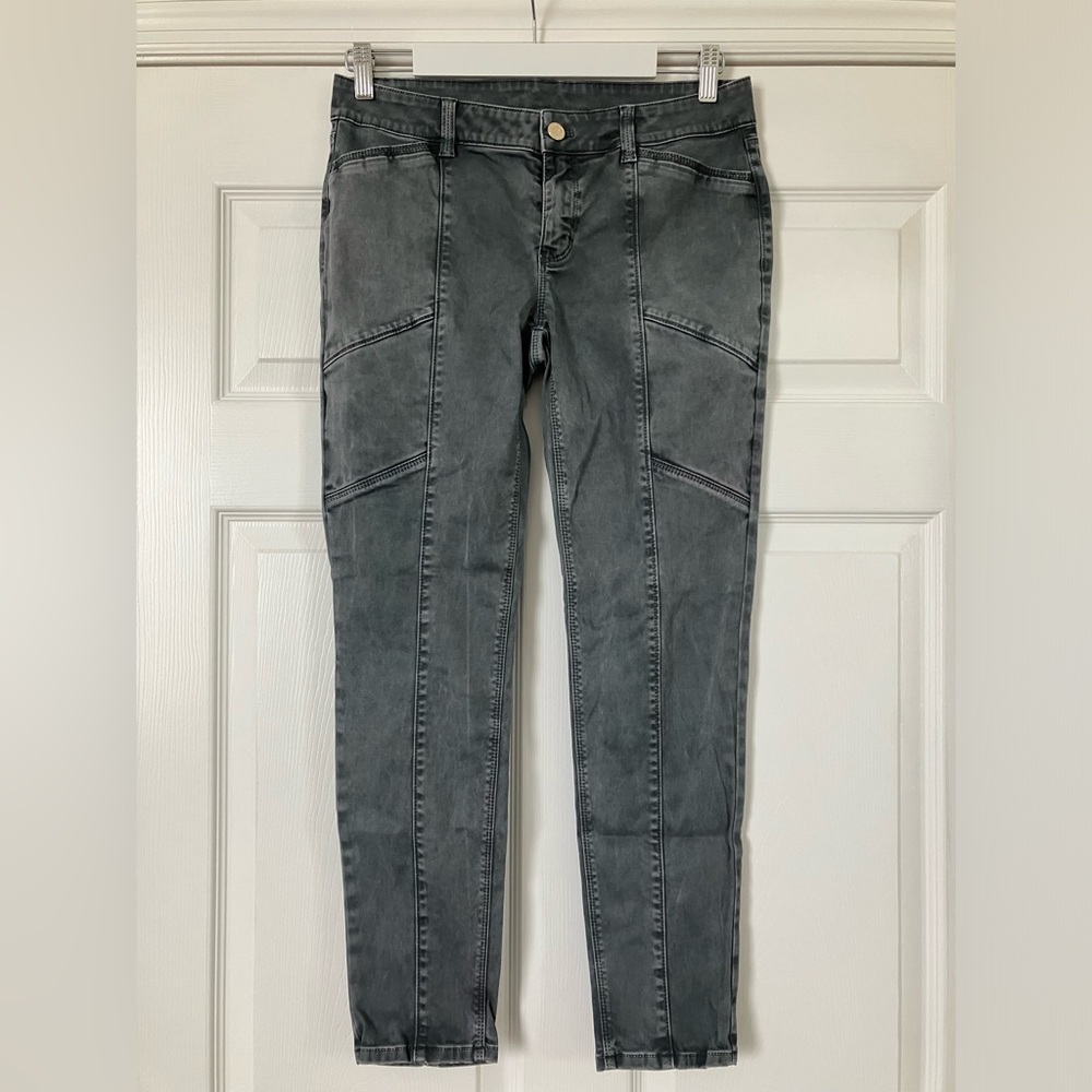 EUC WHBM slim distressed grey pants size 4
